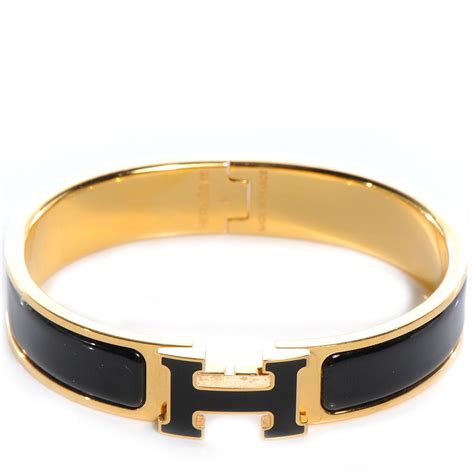 hermes enamel narrow clic clac h bracelet pm noir black|click h uni bangle.